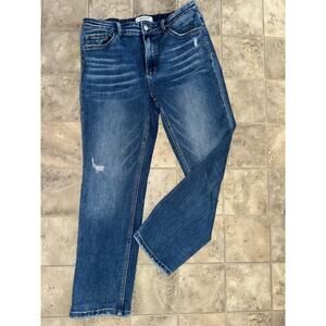 Lovervet by Vervet Size 31/13 Medium Wash Distress Mid Rise Slim Straight Jeans